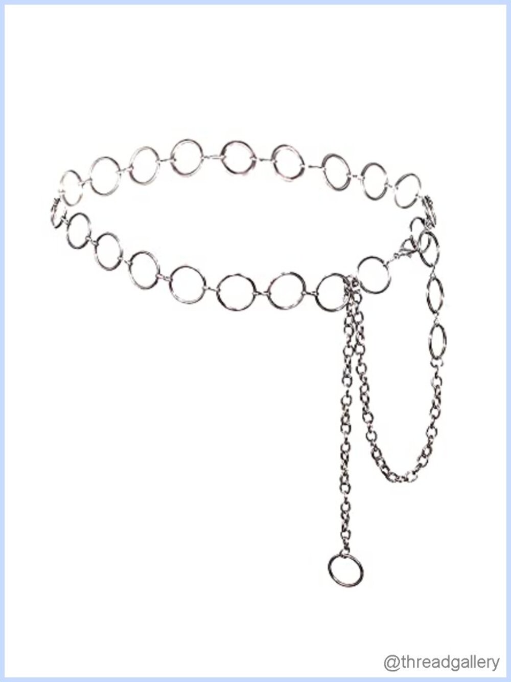 Silver Alloy O Ring Chain Waist Belt Adjustable 47 Inch Fashion Body Chain